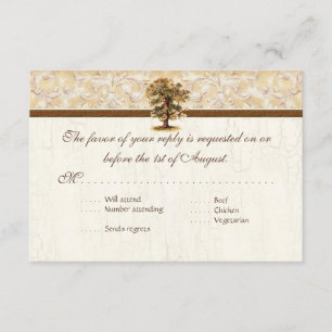 Wirbelnde Baumwurzeln Antike Pergament-Hochzeit RSVP Karte