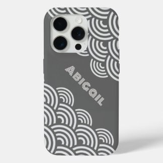 Wirbelnde Kreise und Name in Weiß auf Grau Case-Mate iPhone Hülle