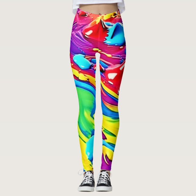 Wirbelnde lebendige Malerei Kunst Leggings (Vorderseite)