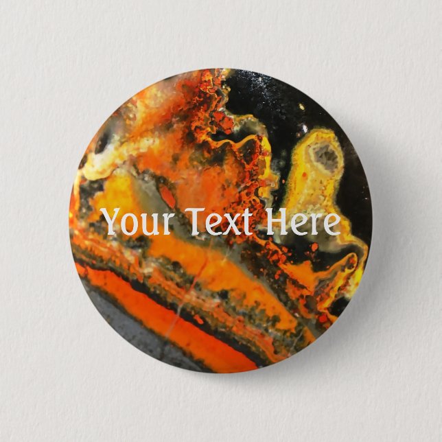 Wirbelnde orangefarbene Steine Button (Vorderseite)