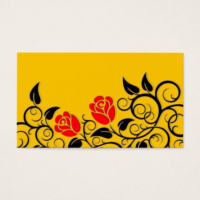 Wirbelnde Rote Rosen, gelber Hintergrund (Vorderseite)