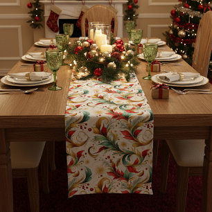 Wirbelnde Weihnachtsblumen Mittelgroßer Tischläufer