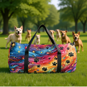 Wirbelnder Kosmischer Pfotenabdruck Duffle Bag