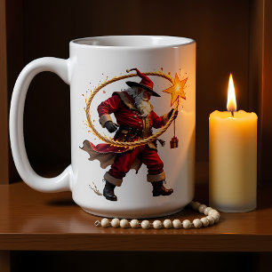 Wirbelnder Lasso Cowboy Santa Kaffeetasse