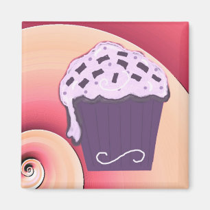 Wirbelnder lila Cupcake Magnet