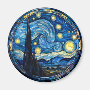 Wirbelnder Sternennacht-Inspirierter Kunstdruck Magnet