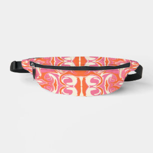 Wirbelndes Muster in Rosa, Orange und Creme Bauchtasche
