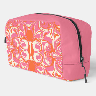 Wirbelndes Muster in Rosa, Orange und Creme Waschbeutel