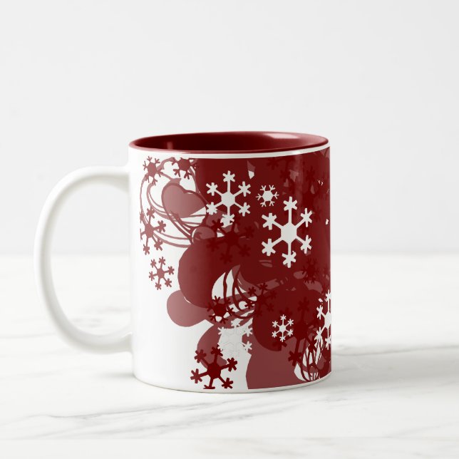 Wirbelndes Schnee-Rot Zweifarbige Tasse (Links)