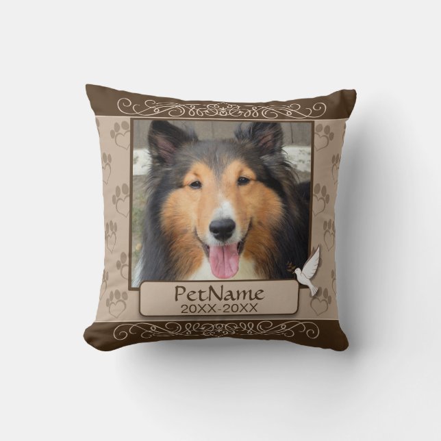 Wirbels-kundenspezifisches Haustier-Beileid Browns Kissen (Vorderseite)