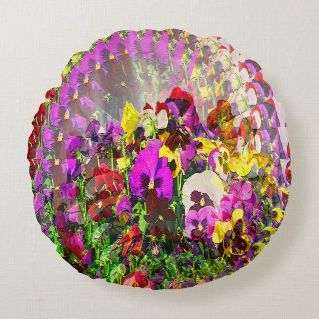 Wirbelwind von Stiefmütterchen.... Rundes Kissen (Vorderseite)