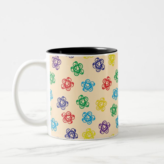 Wirble Blumenkreise Zweifarbige Tasse (Links)