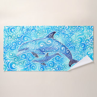 Wirble Dolphin-Familie Badehandtuch