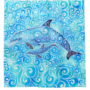 Wirble Dolphin-Familie Duschvorhang