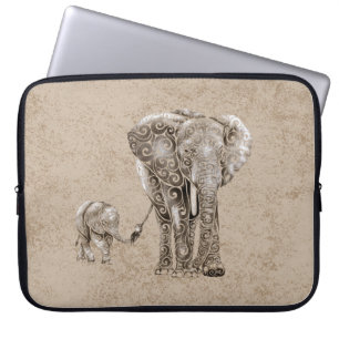 Wirble Elefantenfamilie Laptopschutzhülle