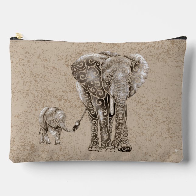 Wirble Elefantenfamilie Zubehörtasche (Vorderseite)