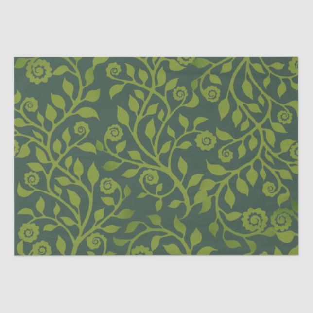 Wirble Foliage Elegant Boho Chic Grüne Natur Seidenpapier (Vorderseite)