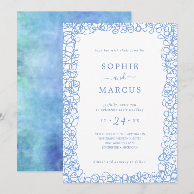 Wirble Hochzeitseinladung Einladung (Vorne/Hinten)