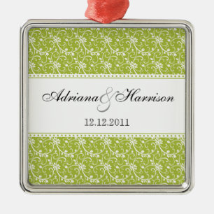 Wirble Rebe-Damast-Hochzeits-Verzierung Silbernes Ornament