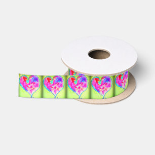 Wirble rosa Herzen Satinband