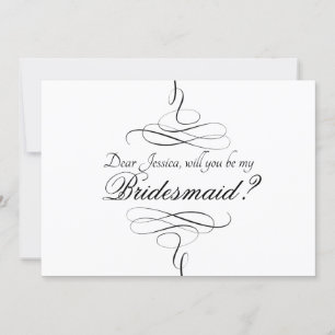 Wirble Schwarz-Weiß-Künstlerische Bridesmaid Einla Einladung