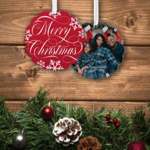 Wirble Weihnachts-Schneeflocken mit Foto Ornament Karte