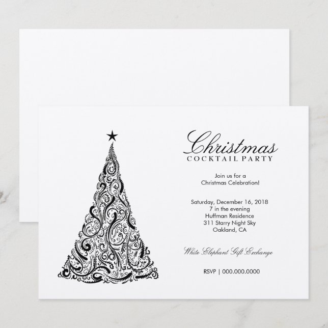 Wirbler 311 Weihnachtsbaum | SilverMetallic Einladung (Vorne/Hinten)