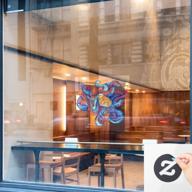 Wirbler Oktopus Fensteraufkleber (Café-Fenster)