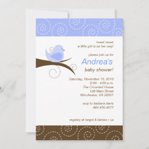 Wirbler Vogel Blue Boy Babydusche Einladung