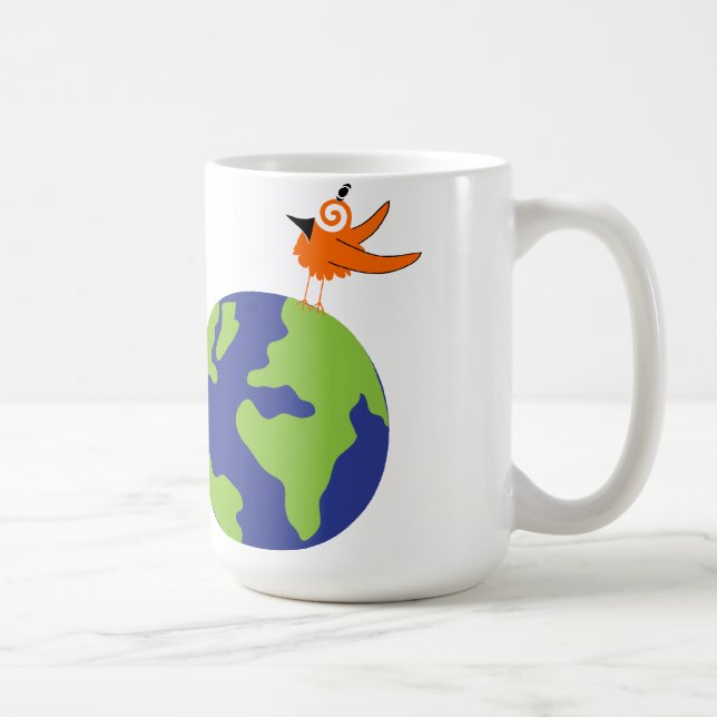 Wirbler Vogel rettet die Welt für nachhaltige Erde Kaffeetasse (Rechts)