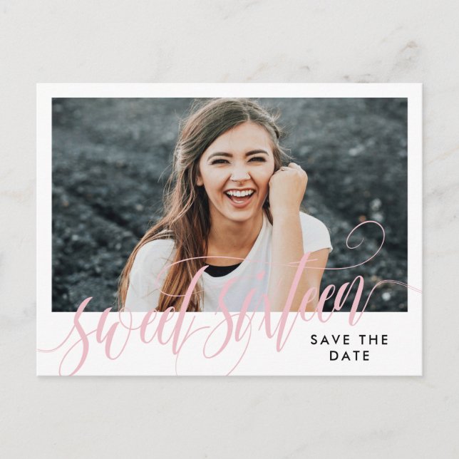Wirbles 16 . Geburtstag Save the Date Postkarte (Vorderseite)