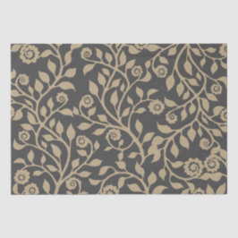 Wirbles Blumenmuster in Grau und Beige Einfach Seidenpapier