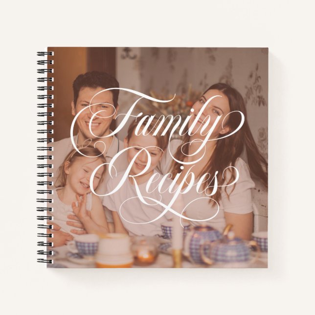 Wirbles Calligraphie-Familienrezepte-Foto Notizbuch (Vorderseite)