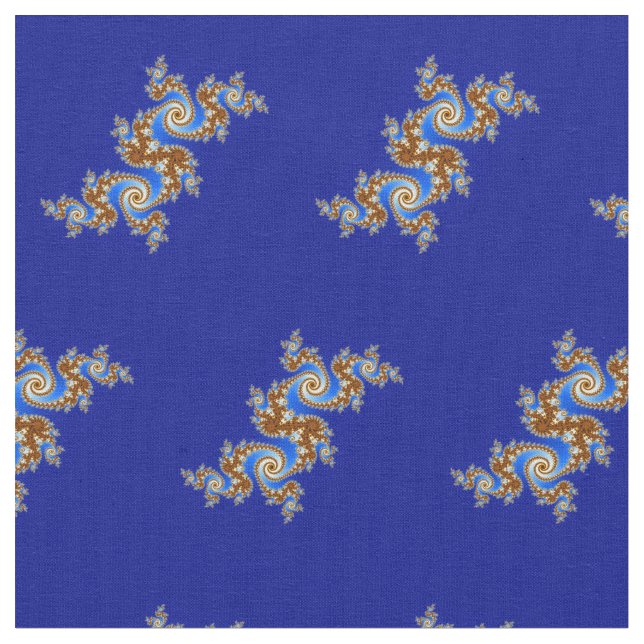 Wirbles Fraktal blaues Brown Stoff (Nahaufnahme)