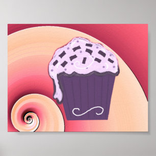 Wirbles Lila Cupcake-Design auf Plakat