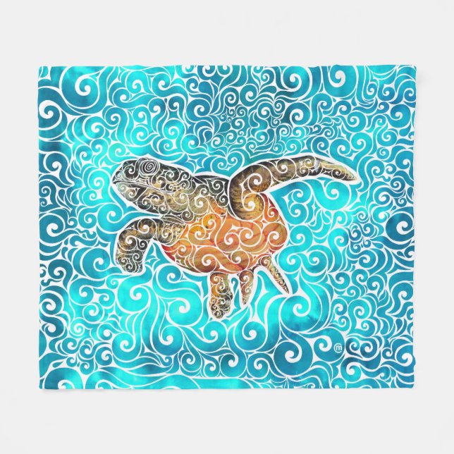 Wirbles Meer Fleecedecke (Vorderseite (Horizontal))