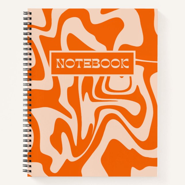 Wirbles psychedelisches Orange Retro Muster Notizbuch (Vorderseite)