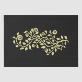 Wirbles Schwarz & Golden Blumen Ornament Nizza Ein Seidenpapier