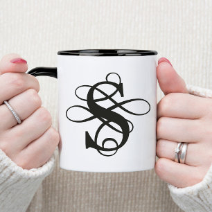 Wirbles Schwarz-Weiß-Blüh Tasse