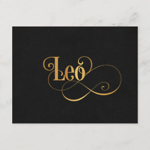 Wirbles Script Zodiac Sign Leo Gold auf Schwarz Einladung