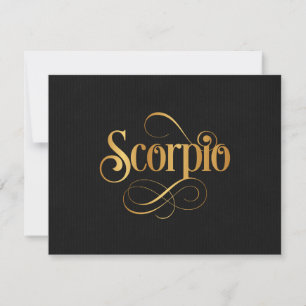Wirbles Script Zodiac Sign Scorpio Gold auf Schwar Einladung