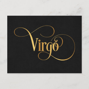 Wirbles Script Zodiac Sign Virgo Gold auf Schwarz Einladung