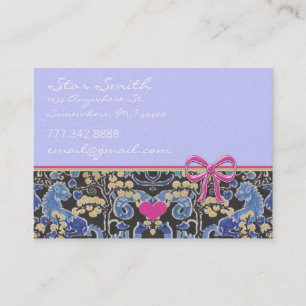 Wirbles Vintages Tier Print Blue Tan Deep Rasberry Visitenkarte