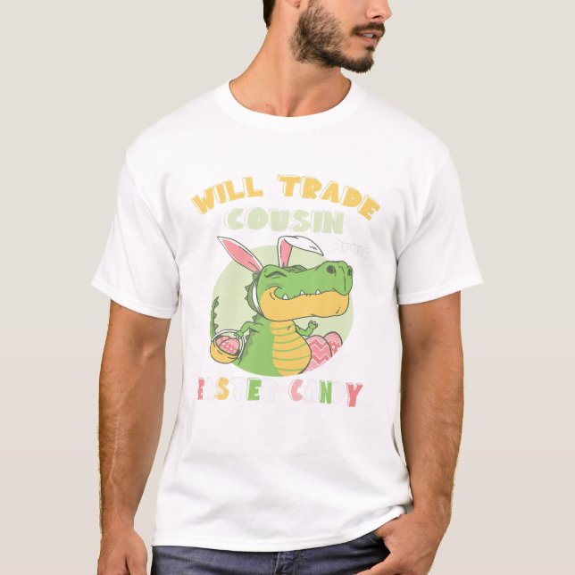 Wird Cousin für Ostern Candy Dinosaurier T Rex T-Shirt (Vorderseite)