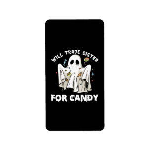 wird die Schwester gegen niedlichen Halloween-Geis Adressaufkleber