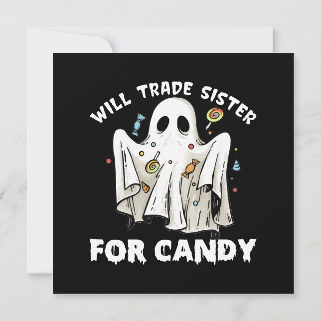 wird die Schwester gegen niedlichen Halloween-Geis Einladung (Rückseite)