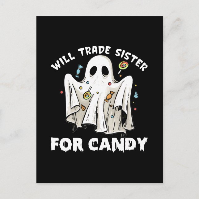 wird die Schwester gegen niedlichen Halloween-Geis Postkarte (Vorderseite)