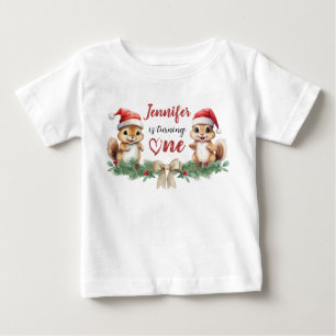 Wird Eins Eichhörnchen Weihnachten 1. Geburtstag Baby T-shirt