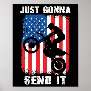 Wird es einfach nur senden Patriotischer Motocross Poster