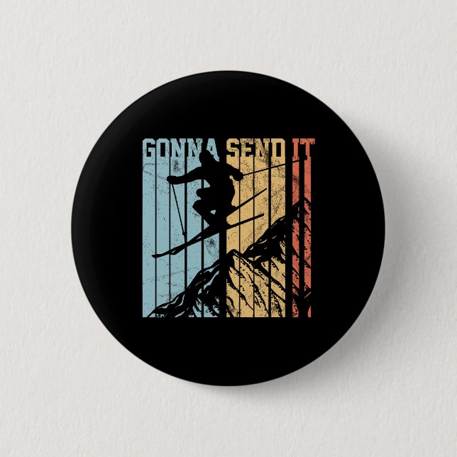 Wird es senden Winter Sport Skifahren Geschenk  Button (Vorderseite)